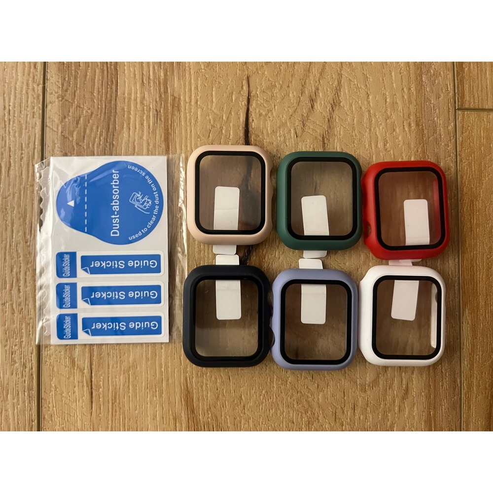 Apple Watch Case Lot/ 6-Pack Unisex 44mm Multicolor Tempered Glass Bumper Device